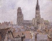 Camille Pissarro The Roofs of Old Rouen,Gray Weather oil painting reproduction